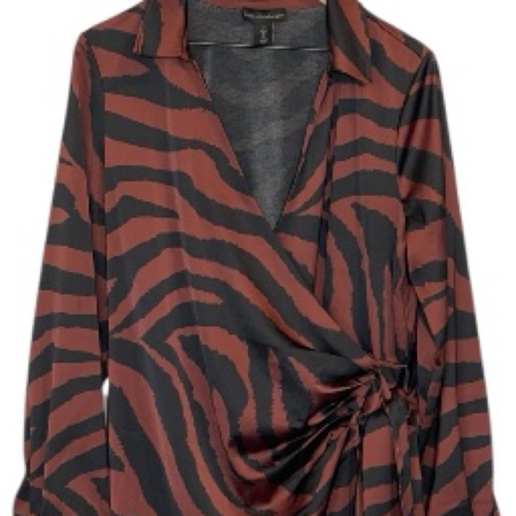 House of Harlow 1960 Brown and Black Zebra Print Long Sleeve Mini Dress, Size L - Picture 12 of 15